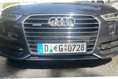 Audi A6 Premium 2017 No drill no holes license plate holder mount bracket relocator